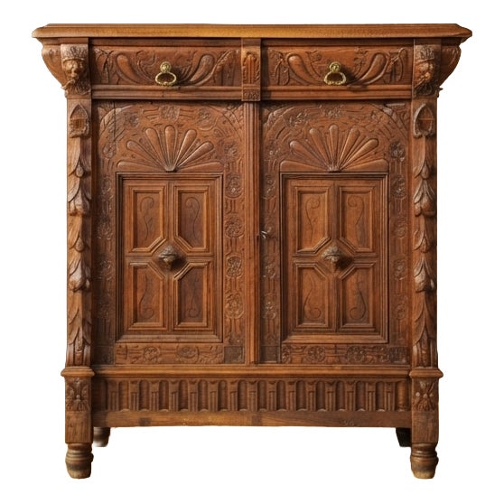 20th Century Carved Wooden Cabinet, 1940s For Sale