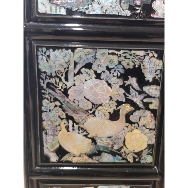 Vintage Korean Lacquer & Mother-of-Pearl Wardrobe Cabinet (Najeonchilgi) For Sale - Image 10 of 16