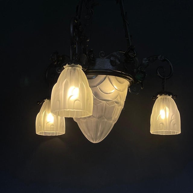 Art Deco Chandelier from Dégue, 1930s For Sale - Image 6 of 11