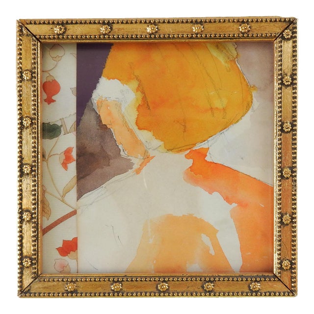 Small Late 20th Century Collage and Watercolor Abstract Painting For Sale