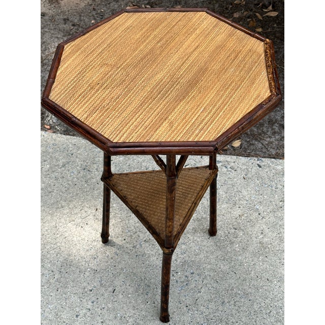 Traditional 19th Century English Aesthetic Movement Bamboo Side Table, Faux Tortoiseshell Finish For Sale - Image 3 of 12