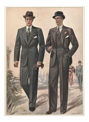 Matted 1937 Men's Tailoring Fashion Lithograph-for Home or Office