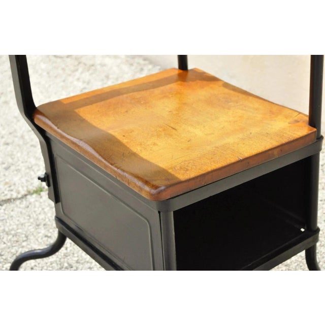 Wood Antique American Industrial Iron and Maple Childs School Writing Desk For Sale - Image 7 of 12