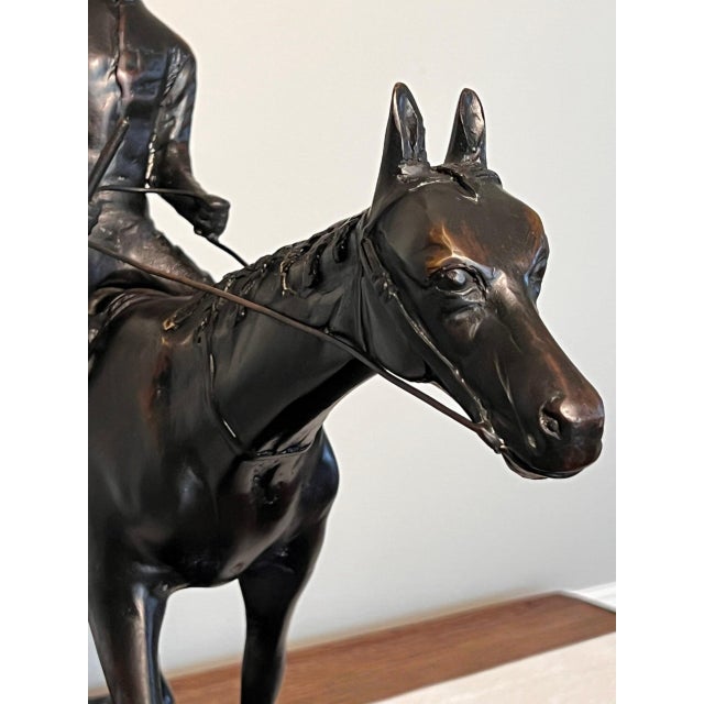 20th Century Patinated Bronze Sculpture of a Jockey on a Horse After Isidor Bonheur For Sale - Image 10 of 11