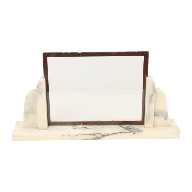 Large Art Deco Photo Frame in Marble and Glass with Mirrored Border, 1930s For Sale - Image 12 of 18