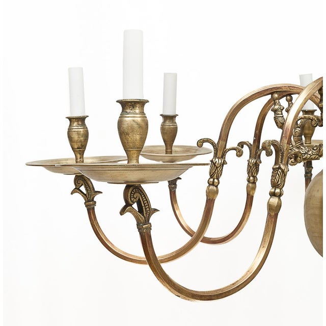 Dutch Brass 8-Light Chandelier For Sale - Image 6 of 11