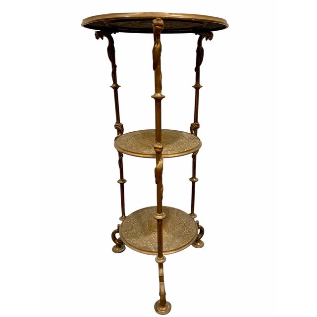 Tiffany & Co. Attributed Solid Bronze 3 Tier Plant Stand. The 3 tiers are relief decorates with an 1860 double eagles head...