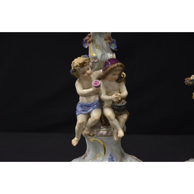 Figurative Meissen 4-Seasons Figural Candlesticks For Sale - Image 3 of 15