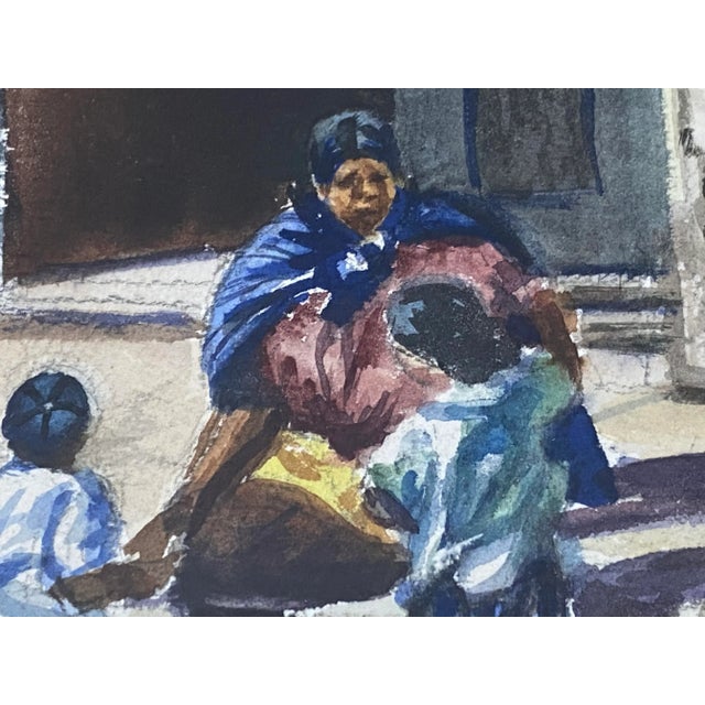 Vintage Latin American School Watercolor by Helen Marie C.1970 For Sale - Image 9 of 11