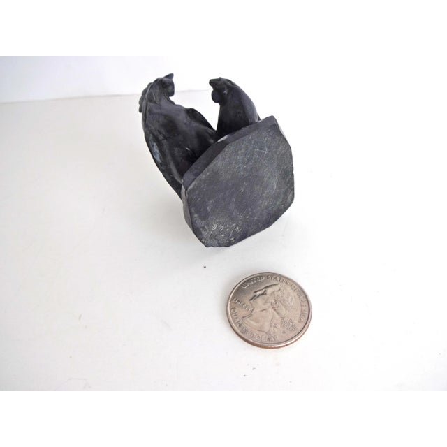 Mid 20th Century Antique Black Soapstone Carved Figurine of Rooster and Chicken For Sale In San Francisco - Image 6 of 7