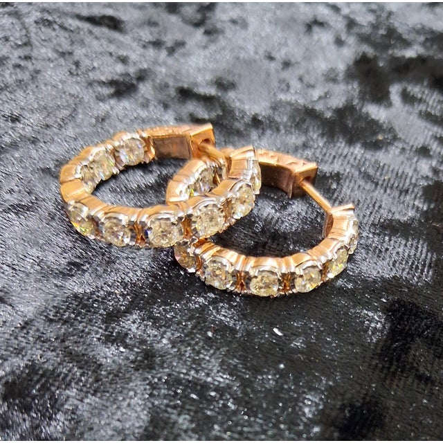 2020s 10k Rose Gold 2-1/2 CTTW Natural Diamond Illusion Hoop Earrings, 20 Mm, Pair For Sale - Image 5 of 5