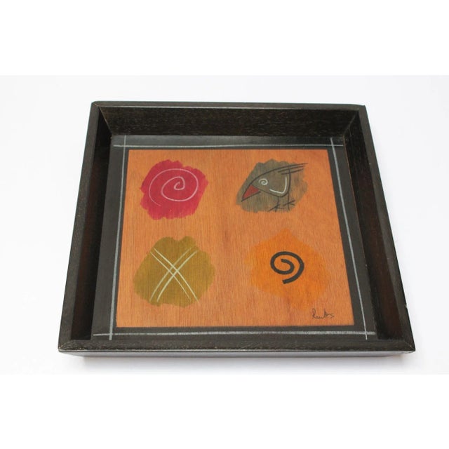 Contemporary Set of Two Israeli Hand-Painted Trays by Aharon and Reut Shahar for Kakadu For Sale - Image 3 of 13