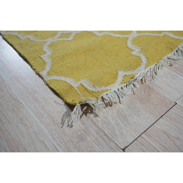 8x10 Xena Timeless Yellow Geometric Trellis Modern Hand Knotted Wool Carpet Rug For Sale - Image 4 of 7