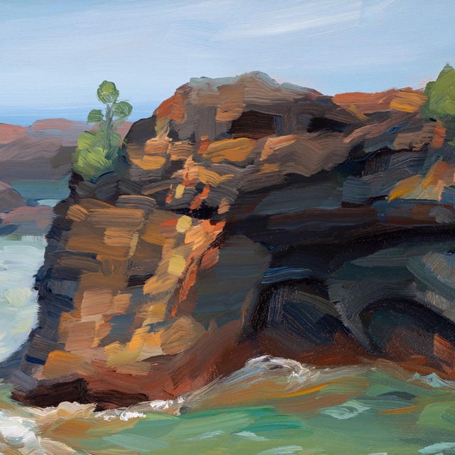 Early 21st Century Presque Isle (Day 87) June 14, 2022 by Primary Hughes | Oil on masonite Landscape with rocky shoreline. For Sale - Image 5 of 5