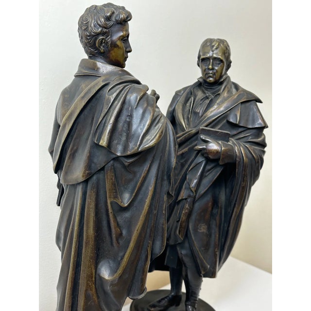 Late 19th Century Pair Victorian Bronzes Novelist Poets Lord Byron & Sir Walter Scott Sculptures For Sale - Image 5 of 11