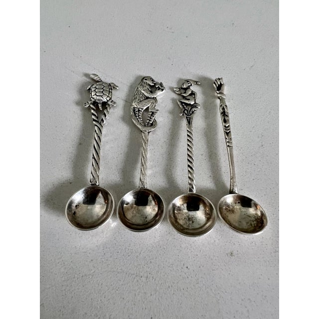 Silver Four Sterling Silver Sugar or Salt Spoons For Sale - Image 8 of 10