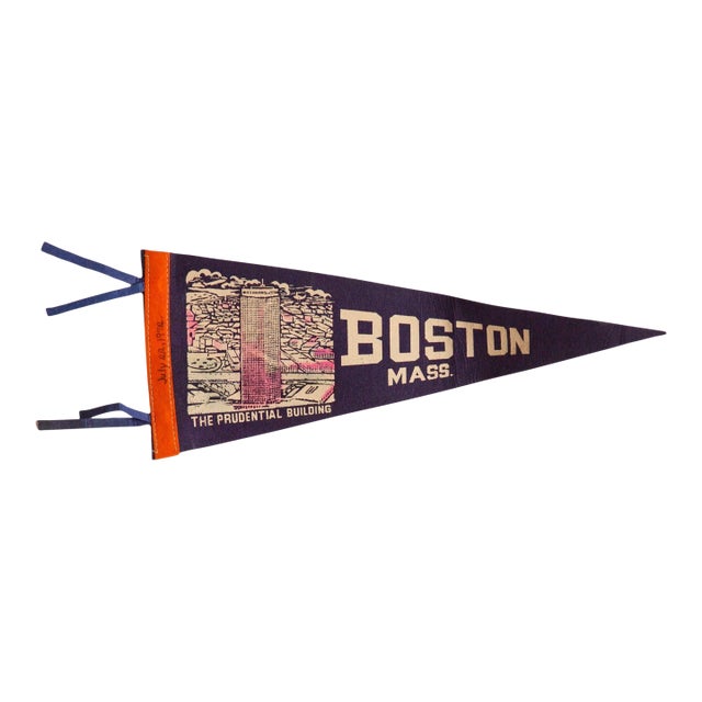 Vintage Boston Massachusetts Felt Flag Pennant For Sale
