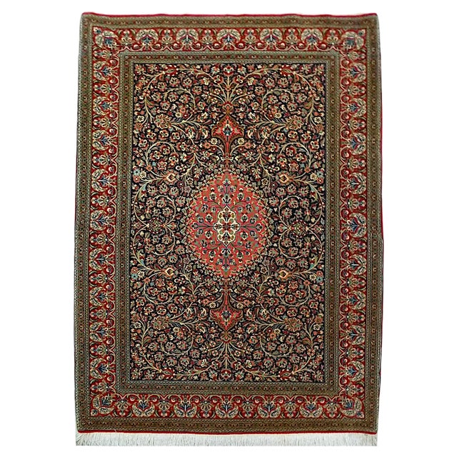 Ghom Rug in Wool and Cotton, 1980s For Sale