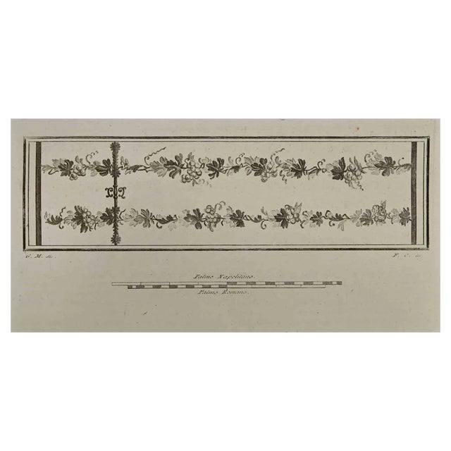 Ferdinando Campana, Ancient Roman Fresco from Herculaneum, Etching, 18th Century For Sale