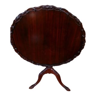 Early 1900s Large Mahogany Tilt Top Pie Crust Eagle Claw Table For Sale