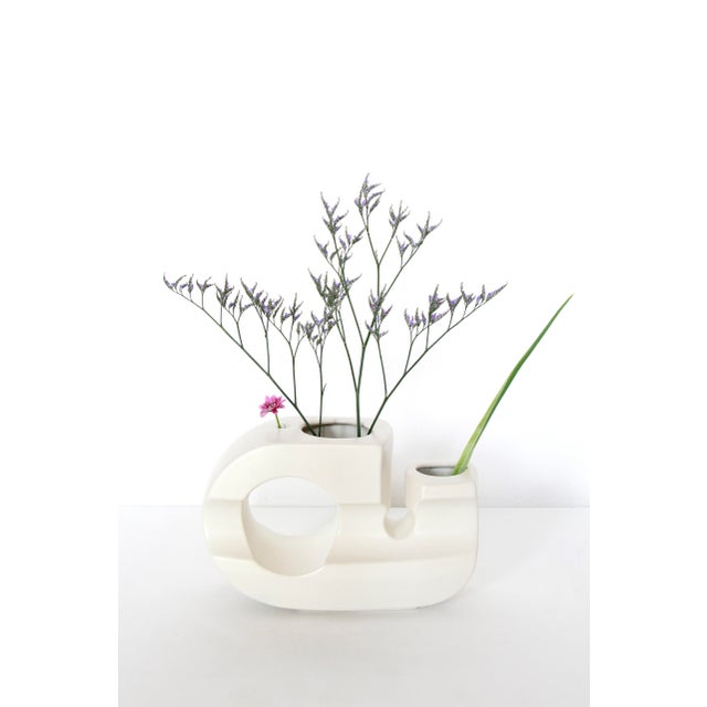 Ivory Vintage Postmodern Ceramic Vase from Aldo, Italy, 1960s For Sale - Image 8 of 10