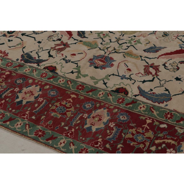 Textile Rug & Kilim’s Traditional Agra Style Rug in Beige, Red and Teal Floral Pattern For Sale - Image 7 of 9