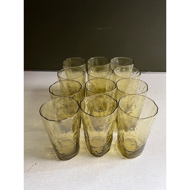 Late 20th Century Tall Yellow Textured Tumbler Glasses - Set of 12 For Sale In San Francisco - Image 6 of 10