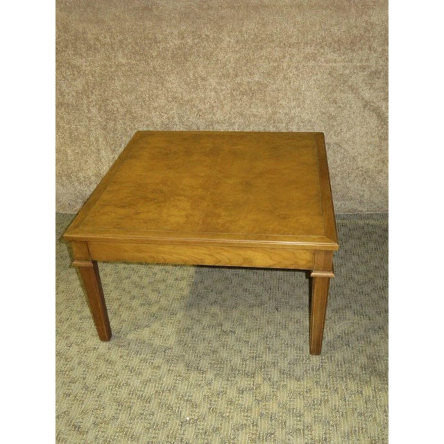 Mid-Century Modern Vintage Baker Burl Wood Table Mid Century Square Coffee 4 Drawers MCM For Sale - Image 3 of 13