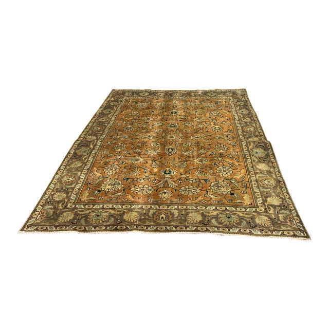 8ft 2in × 11ft 3in Antique Persian Sarouk Handknotted Rug For Sale