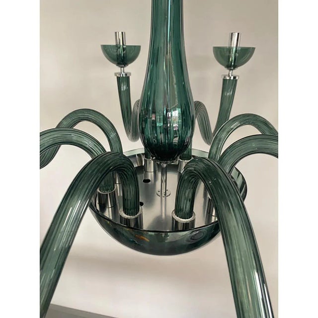 Murano Glass Chandelier in Light Green Italian Art Glass diameter 120 cm = 47.2" height 80 cm = 31.5" Entirely made in...