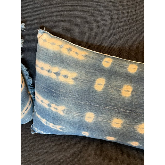 Textile Custom Design Vintage Indigo Lumbar Pillows, Pair For Sale - Image 7 of 12