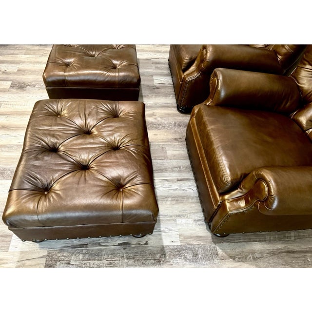 (2) Ralph Lauren Writer’s Chairs With (2) Ottomans For Sale - Image 9 of 11