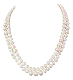 Akoya Pearl Diamond Necklace 14k W Gold 0.66 TCW Certified