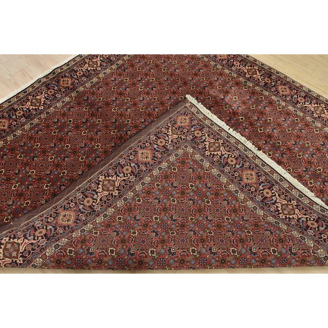 Bidjar Rug 8’2” X 8’5” Red Wool Vintage Traditional Hand-Knotted Carpet For Sale - Image 12 of 13