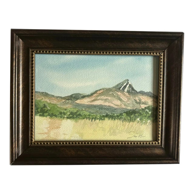 Framed Signed Original Watercolor “On Mountain Time” For Sale