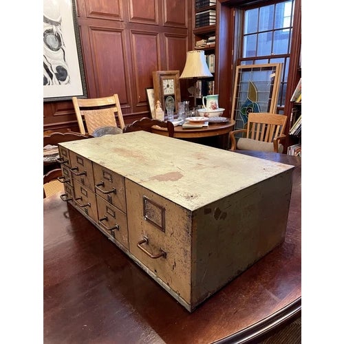 An Antique Original Metal Built In Section of Filing Cabinet. Designed by Frank Lloyd Wright and from the Larkin...