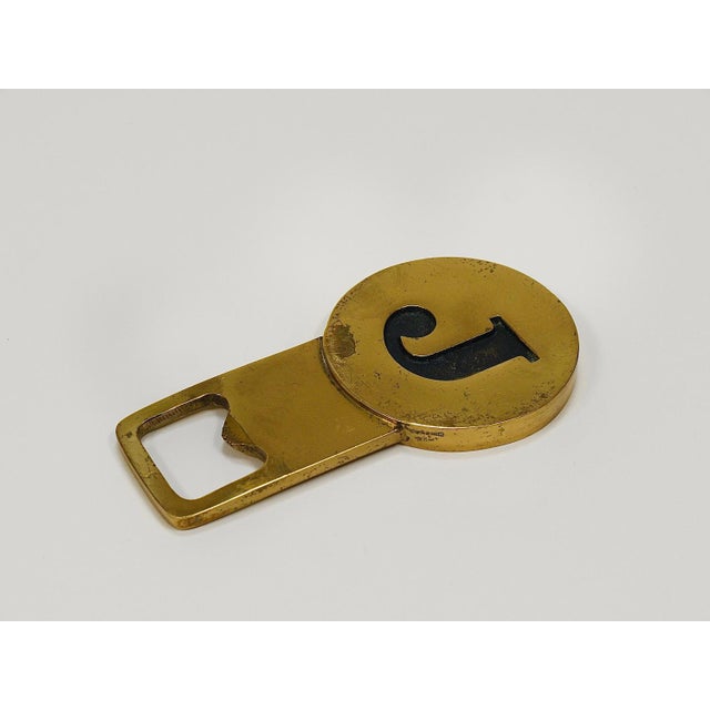 Letter J Initials Brass Bottle Opener #4919 attributed to Carl Auböck, Vienna, 1960s For Sale - Image 13 of 18