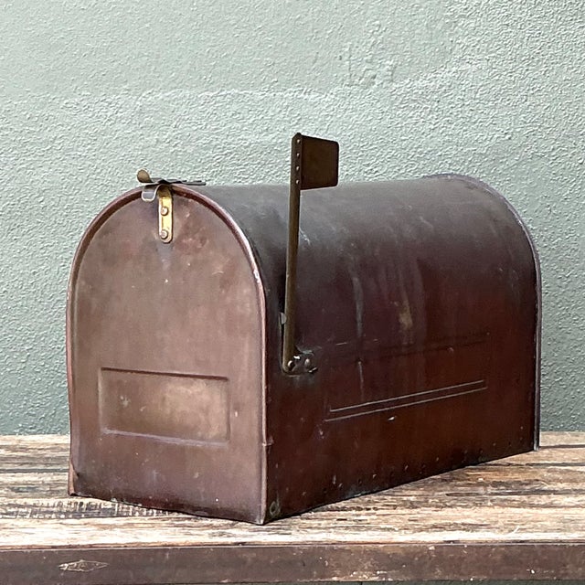 Vintage Monumental Copper Mailbox With Flag For Sale - Image 12 of 12