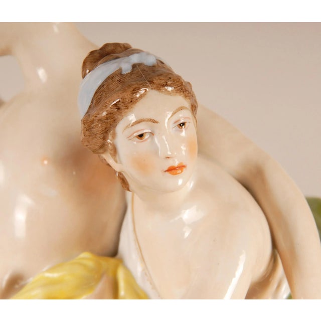 Ceramic Antique Porcelein Sculpture Mythological Group Louis Simon Boizot Sevres Porcelain Figural Group Bathing Diana Ceramic Antique For Sale - Image 7 of 13