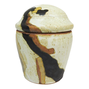 Mid 20th Century Abstract Glaze Lidded Pottery Jar