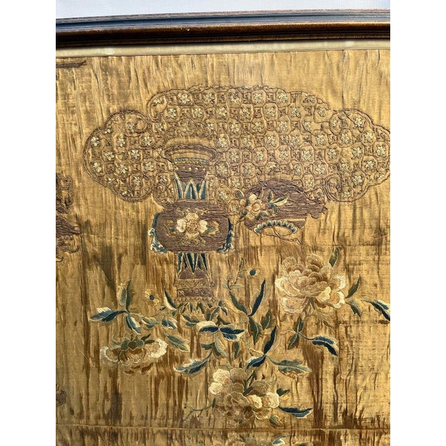 Chinoiserie Antique Chinese Silk Embroidery Panels Framed For Sale - Image 3 of 14