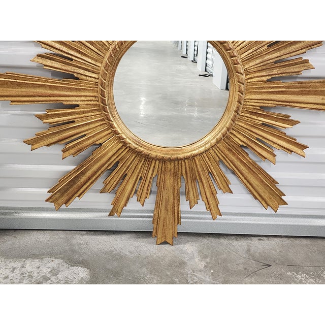 2000 - 2009 Vintage Giltwood Italian Sunburst Mirror For Sale - Image 5 of 14