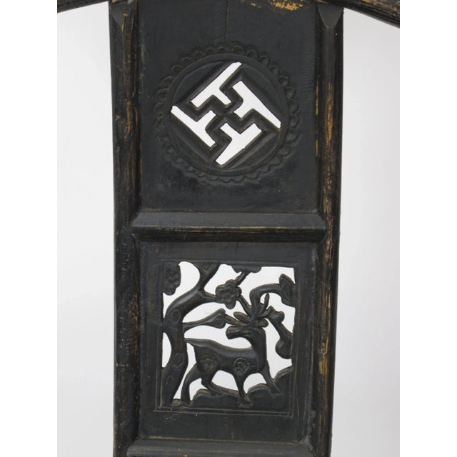 Black Antique Chinese Armchair With Carved Backs - a Pair For Sale - Image 8 of 10