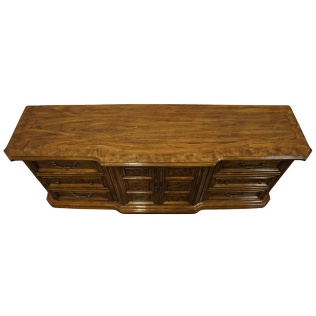 Brown American of Martinsville Solid Walnut Italian Mediterranean 79″ Triple Door Dresser 2384-216 For Sale - Image 8 of 12