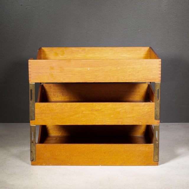 Wood Antique Globe-Wernicke Three-Tier Office Tray c.1911 For Sale - Image 7 of 9