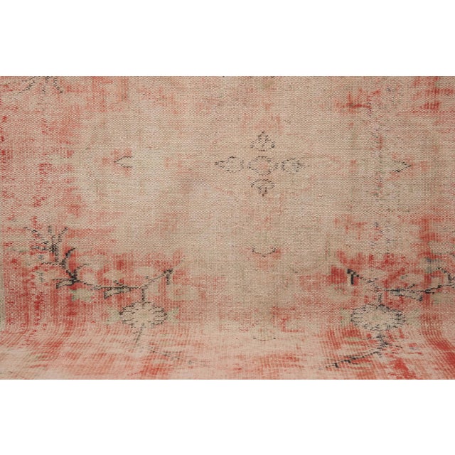 1970s Vintage Turkish Handmade Wool Cotton Pink Area Rug For Sale - Image 9 of 12