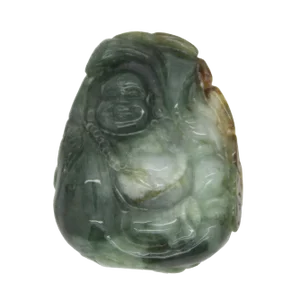 Dark Green Jade Pendant Happy Buddha, Laughing Buddha Statue