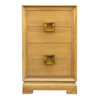 Red Lion Mid Century Modern Blonde Mahogany 3 Drawer Nightstand For Sale