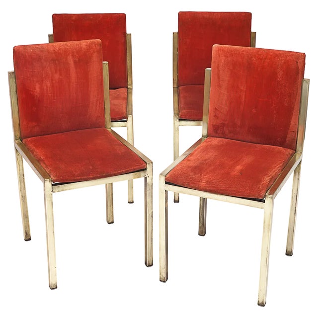 Italian Brass Chairs, 1950s, Set of 4 For Sale