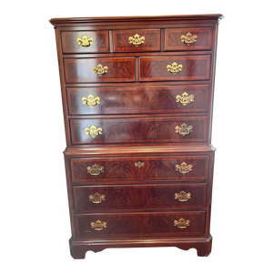 1980s Vintage Drexel Chippendale Mahogany High Chest